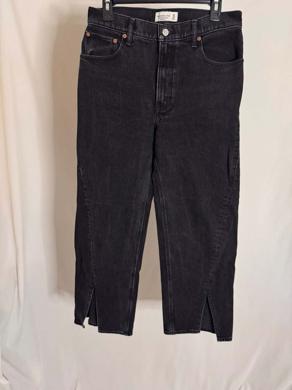 Abercrombie & Fitch The '90s Relaxed Jean High Rise Front Slit Black Size 30/10s